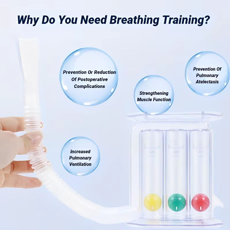 3 Balls Breathing Trainer Lung Function Improvement Respiratory Spirometry Breath Exerciser Measurement System Deep Capacity